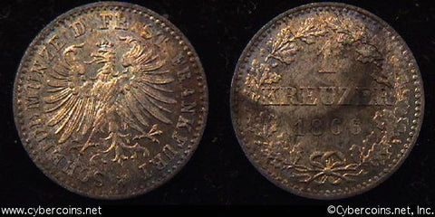 Frankfurt, 1866, 1 Kreuzer, UNC, KM367
