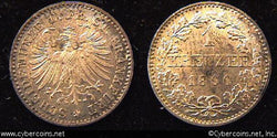 Frankfurt, 1866, 1 Kreuzer, UNC, KM367