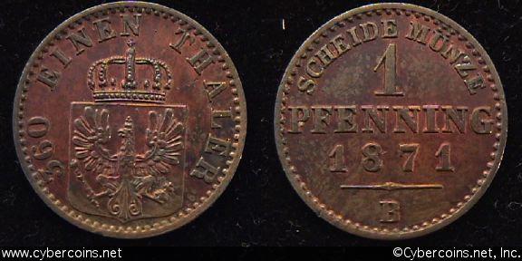 Prussia, 1871B, 1 pfennig, UNC, KM480