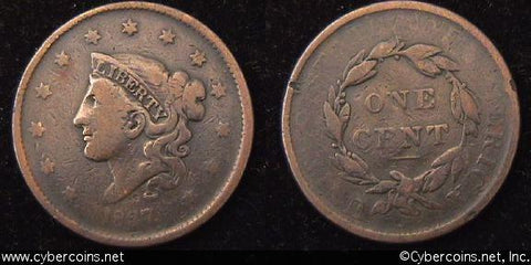 1837, VG   Coronet Head Large Cent.