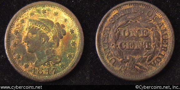 1847, XF    Braided Hair Large Cent.