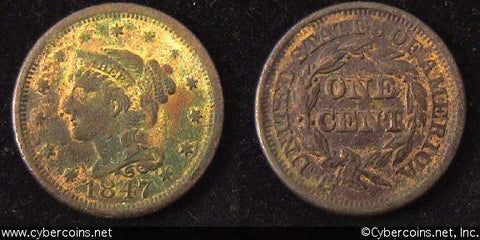1847, XF    Braided Hair Large Cent.