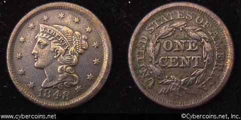 1848, VF35   Braided Hair Large Cent.