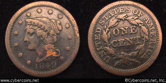 1849, F   Braided Hair Large Cent.