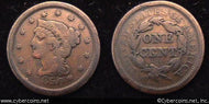 1850, VG   Braided Hair Large Cent.