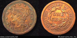1852, VF   Braided Hair Large Cent.