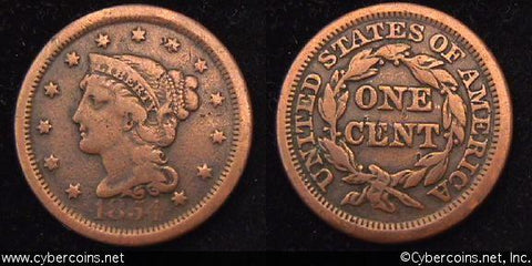 1854, F   Braided Hair Large Cent.
