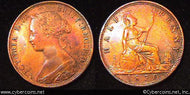 Great Britain, 1870, 1/2 penny, XF+, KM748.2