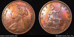 Great Britain, 1877, 1/2 penny, XF, KM754