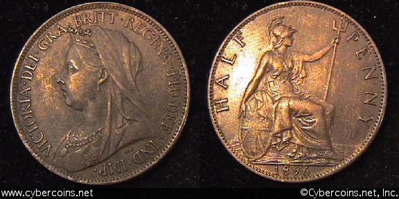 Great Britain, 1896, 1/2 Penny, AU, KM789 - dark speckled tone