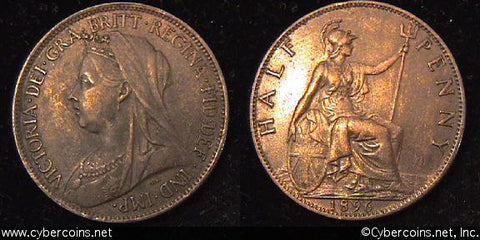 Great Britain, 1896,  1/2 Penny, AU, KM789
