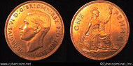 Great Britain, 1940, 1 penny, UNC, KM845