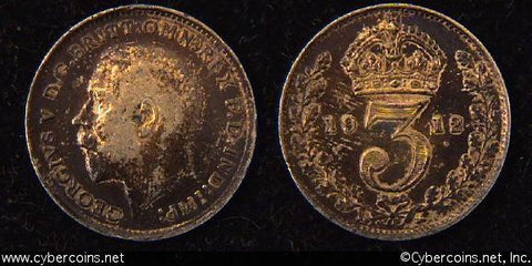 Great Britain, 1912,  3 pence,  AU, KM813