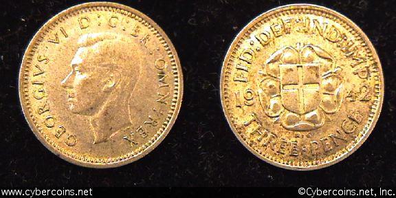 Great Britain, 1942,  3 pence,  AU, KM848