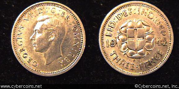Great Britain, 1942, 3 pence, AU, KM848