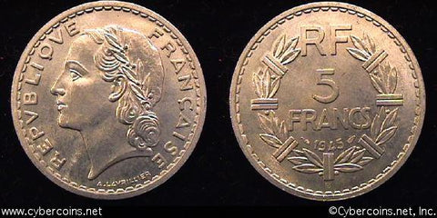 France, 1945B,  5 Francs, AU, KM888b.2