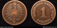 Germany, 1874E, 1 pfennig,  F, KM1