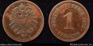 Germany, 1874D,  1 pfennig, XF, KM1