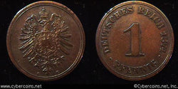 Germany, 1874C,  1 pfennig, XF, KM1