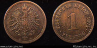 Germany, 1874D,  1 pfennig, XF, KM1