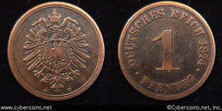 Germany, 1874C, 1 pfennig,  VF, KM1