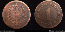 Germany, 1874E, 1 pfennig,  VF, KM1