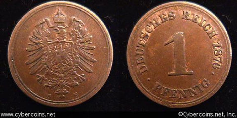 Germany, 1876F,  1 pfennig, XF/AU, KM1