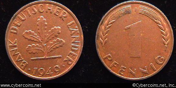 Germany, 1949J,  1 pfennig, AU-, KMA101
