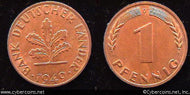 Germany, 1949D,  1 pfennig, UNC, KMA101