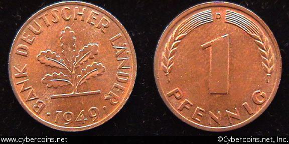 Germany, 1949D, 1 pfennig,  UNC, KMA101