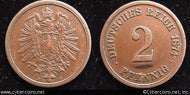 Germany, 1874A,   2 pfennig, XF, KM2