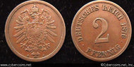 Germany, 1876A,   2 pfennig, XF, KM2