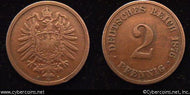 Germany, 1876C,  2 pfennig,  XF, KM2