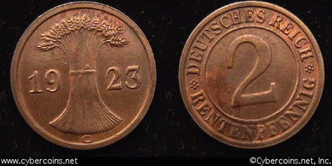 Germany, 1923G,  2 rentenpfennig, AU, KM31