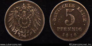 Germany, 1916E, 5 pfennig,  XF, KM19