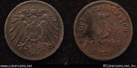 Germany, 1920E, 5 pfennig,  XF, KM19