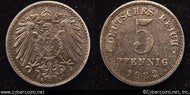 Germany, 1922E, 5 pfennig,  AU/UNC, KM19