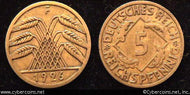 Germany, 1926F,  5 pfennig, VF, KM3a