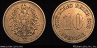 Germany, 1875E,  10 pfennig, XF, KM4