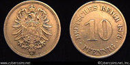 Germany, 1876C, 10 pfennig,  XF, KM4