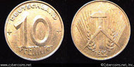 Germany, 1952A,  10 pfennig, XF, KM7