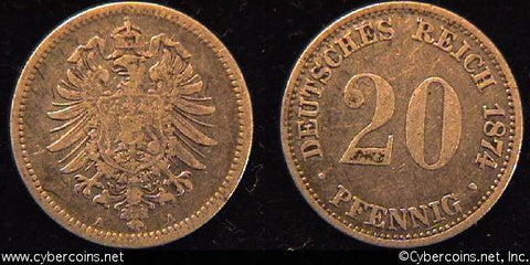 Germany, 1874A, 20 pfennig,  VF, KM5
