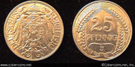 Germany, 1910J, 25 pfennig, XF, KM18