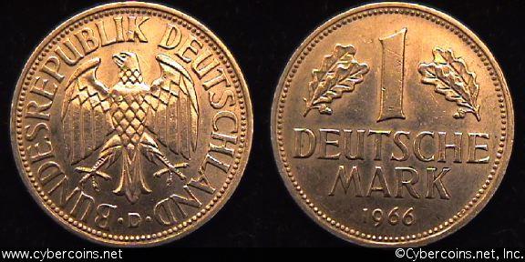 Germany, 1966D,   1 mark, AU, KM110