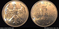 Germany, 1922A, 3 marks, UNC, KM28  - alum