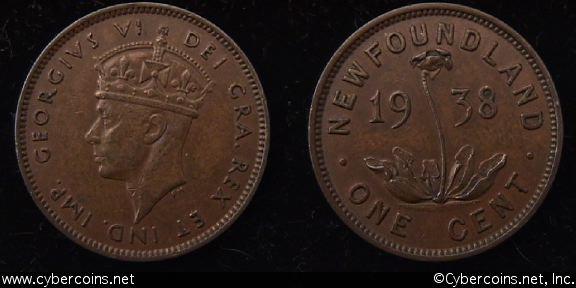 Newfoundland, 1938, 1 cent, KM18, AU.