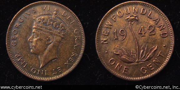 Newfoundland, 1942, 1 cent, KM18, AU. Well