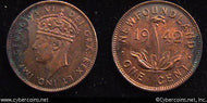 Newfoundland, 1942, 1 cent, KM18, UNC.