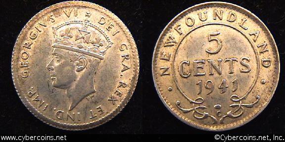 Newfoundland, 1941C, 5 cent, KM19, XF.