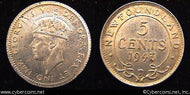 Newfoundland, 1943C, 5 cent, KM19, MS60